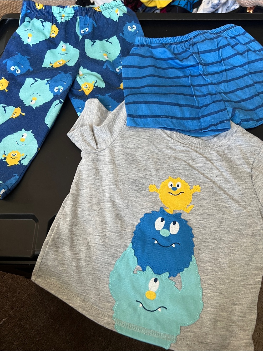 Carter's Blue & Gray Monster Pajama Set